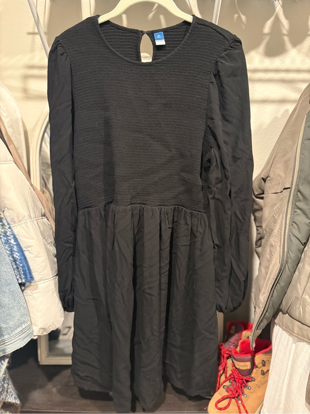 Old Navy Black Mini Dress with Textured Bodice